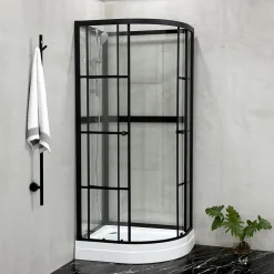 Bathlife Suihkukaappi Betrakta, 70x90cm, pyöreä, kirkas lasi, musta kehys