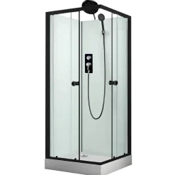 Suihkukaappi Solid, 900x900mm, musta, kirkas lasi - Harma Discount