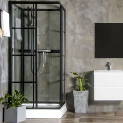 Suihkukaappi Betrakta 900x900 mm suora musta kehys - Bathlife Sale