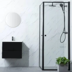 Suihkunurkka Profil 1000x1000 mm kaksi ovea musta kehys - Bathlife Discount
