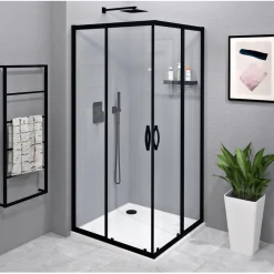 Suihkunurkka Sigma Simply Black, kulmikas, kirkas lasi, eri kokoja - Interia Sale
