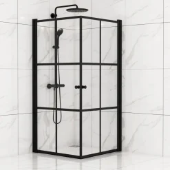 Sunwind Suihkunurkka Tiana Black, 900x900x1900mm, kaksi ovea, kirkas lasi, musta profiili Best