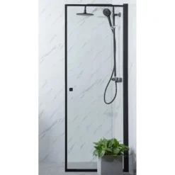 Bathlife Suihkuovi Profil 900x2000 mm kirkas lasi musta New