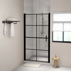FinePRICE Suihkuovi karkaistu lasi 100x178 cm musta