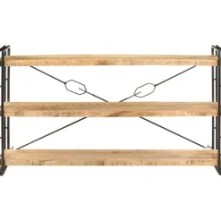 3-tasoinen kirjahylly, 140x30x80 cm, täysi mangopuu - FinePRICE Clearance