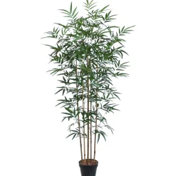Home4you Tekopuu BAMBOO, K150 cm, 5 puunrunkoa, musta ruukku, vihreä Hot