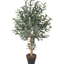 Home4you Tekopuu OLIVE, K90 cm, 2 puurunkoa, musta ruukku, vihreä Sale