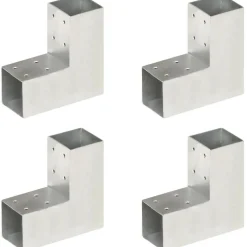 FinePRICE Tolppaliittimet 4kpl L-muoto galvanoitu metalli 71x71mm Clearance