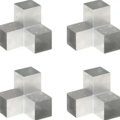 FinePRICE Tolppaliittimet 4kpl Y-muoto galvanoitu metalli 101x101mm