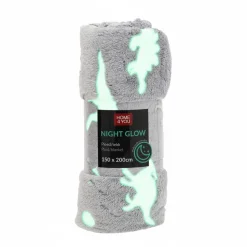 Home4you Torkkupeitto NIGHT LIGHT 150x200 cm, dinosaurukset, harmaa