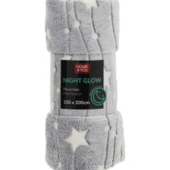 Home4you Torkkupeitto NIGHT LIGHT 150x200 cm, tähdet, harmaa Sale