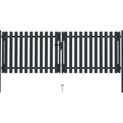 Tuplaovi pihaportti teräs 306x150 cm antrasiitti - FinePRICE Best