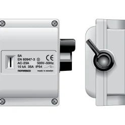 Norwesco Turvakytkin SA316, sivusta väännettävä, 3x16A, 500V, 7.5kW, IP54, harmaa Discount