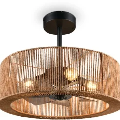 Trio Tuuletinvalaisin Smillum 4xE27 luonnollinen väri/mattamusta