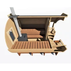 Tynnyrisauna Alex Basic Ø 2,3x3 m sis. kiuas ja hormi - ARCTIC FINLAND HOUSE Clearance