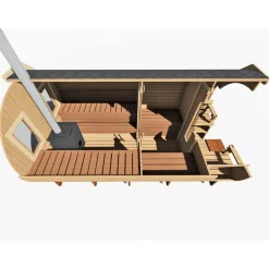 Tynnyrisauna Valter Basic Ø 2,3x4,2 m sis. kiuas ja hormi - ARCTIC FINLAND HOUSE Online