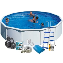 Uima-allaspaketti 120 pyöreä Ø550 cm valkoinen - Swim & Fun Online