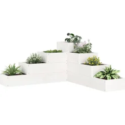 FinePRICE Ulkokukkalaatikko 4 tasoa 80,5x79x36 cm valkoinen, mänty Discount