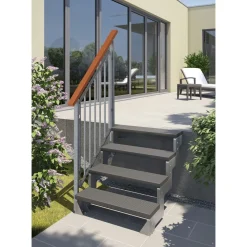 Ulkoportaat Gardentop Trimax yhdellä Nordic-kaiteella antrasiitti eri kokoja - Dolle Hot