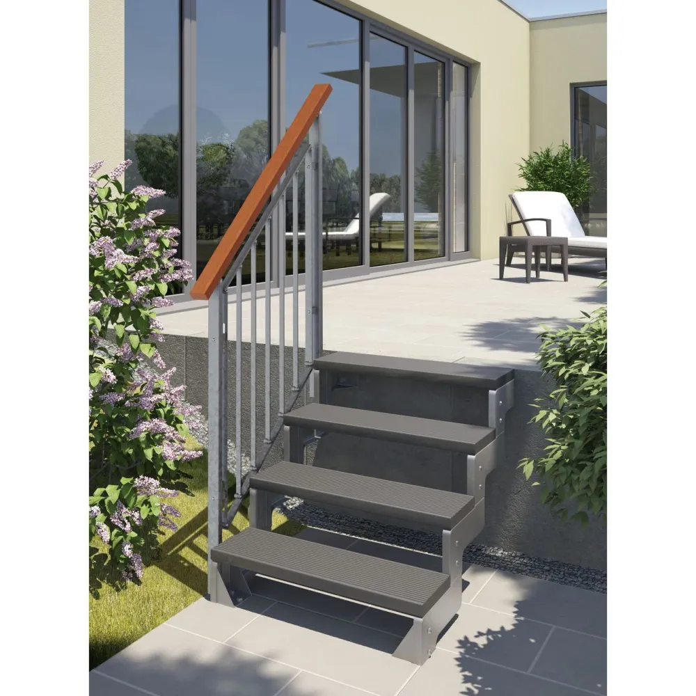 Ulkoportaat Gardentop Trimax yhdellä Nordic-kaiteella antrasiitti eri kokoja - Dolle Hot