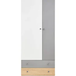 Vaatekaappi PIXEL SYSTEM PX3, 80x190cm, valkoinen/harmaa - Nomla