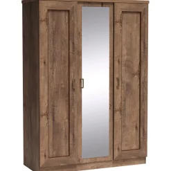 Vaatekaappi TADEUSZ 15, saranaovet, peili, 135x191cm, ruskea - Nomla Sale