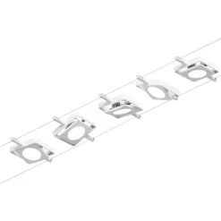 Paulmann Vaijerivalaisinsetti CorDuo MacLED, 3000K, 230/12V, 5 valaisinta, valkoinen/kromi Clearance