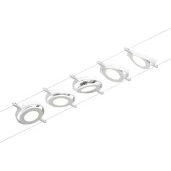 Paulmann Vaijerivalaisinsetti CorDuo RoundMac Basic, 3000K, 230/12V, 5 valaisinta, valkoinen/kromi Clearance