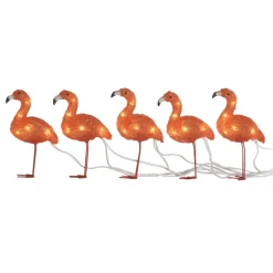 Konstsmide Valokoriste Flamingot, IP44, 5-osainen, 40 x amber LED, 17cm Online
