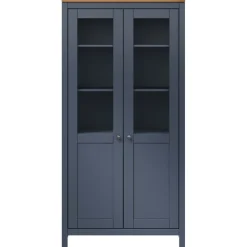 FinePRICE Vitriini Hill harmaa 85x37x170,5 cm täysi mänty (89013) New