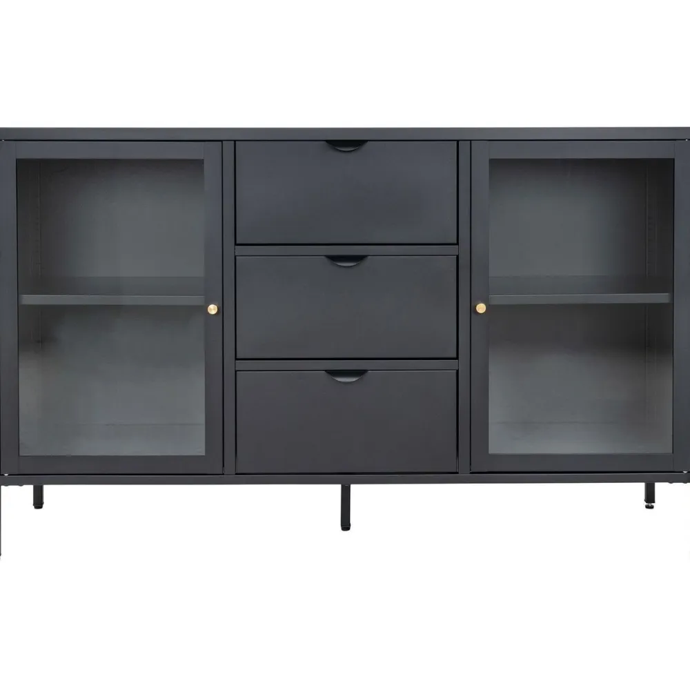 Vitriini Dalby, 3 laatikolla, 140x40x85cm, musta - House Nordic Clearance