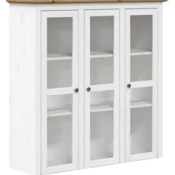 Vitriinikaappi BODO valkoinen ja ruskea täysi mänty (55078) - FinePRICE Clearance