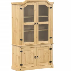 FinePRICE Vitriinikaappi Corona 103,5x42x180 cm täysi mänty (02777) Hot