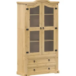 FinePRICE Vitriinikaappi Corona 99x43x187 cm täysi mänty (05682) Outlet