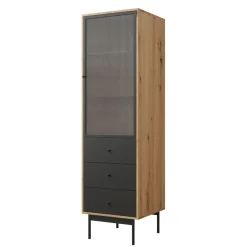 Vitriinikaappi 1D3SZ BARTISE, musta/ruskea (7603) - Nomla Outlet