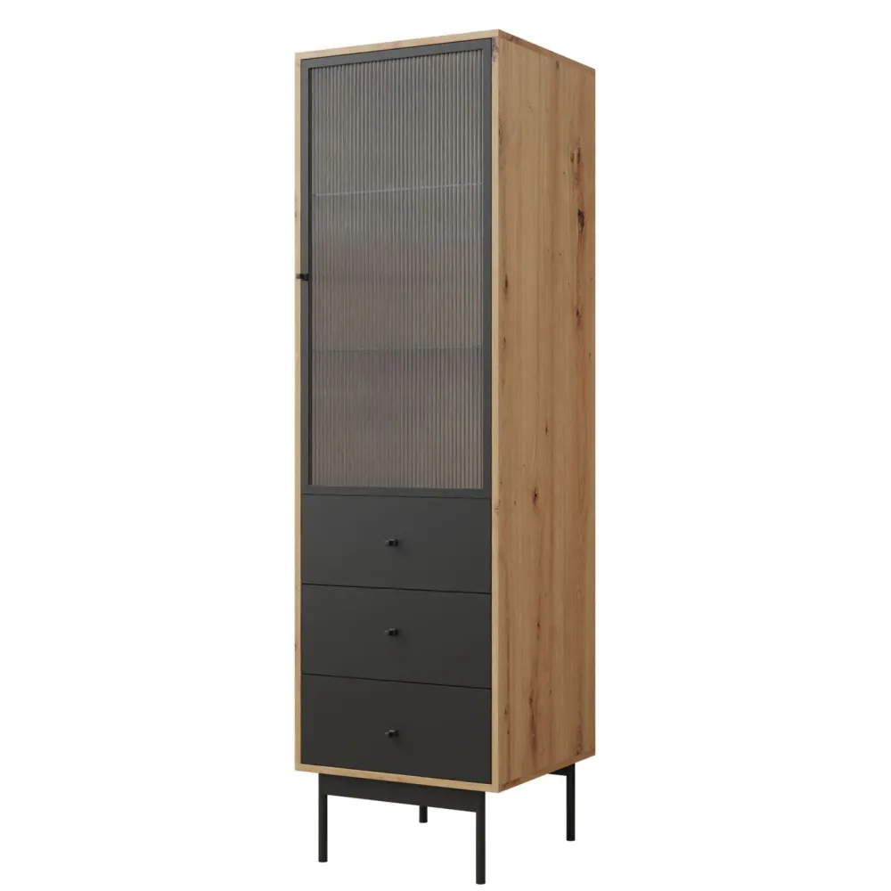 Vitriinikaappi 1D3SZ BARTISE, musta/ruskea (7603) - Nomla Outlet