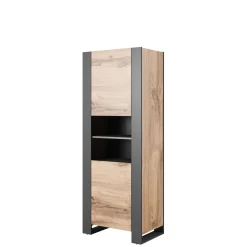 Vitriinikaappi WOOD, beige/tummanharmaa (7404) - Nomla Online
