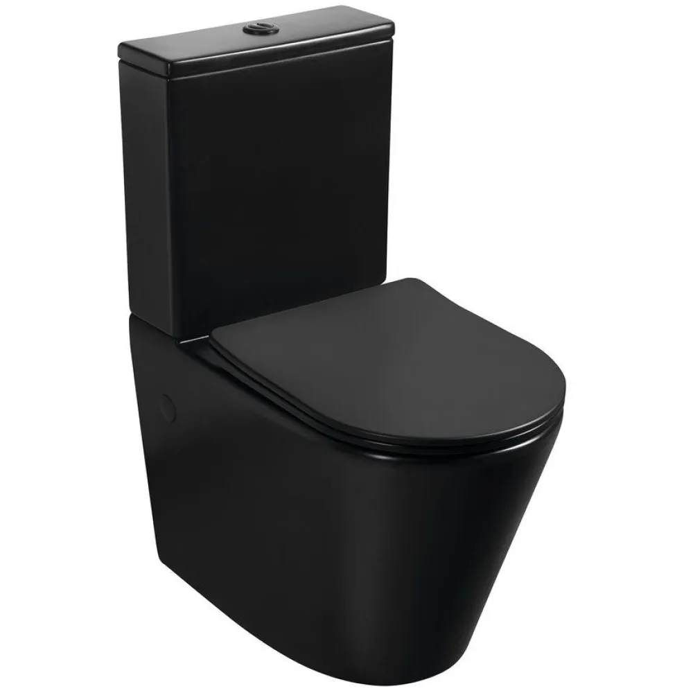 Interia WC-istuin Pako Rimless soft-close -kannella kaksoishuuhtelu, mattamusta Online