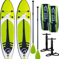 Deep Sea 2x SUP-lautasetti Pro ilmatäytteinen 300 cm 15 PSI limenvihreä Online